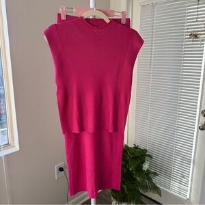 Pink Matching Vest and Skirt Set